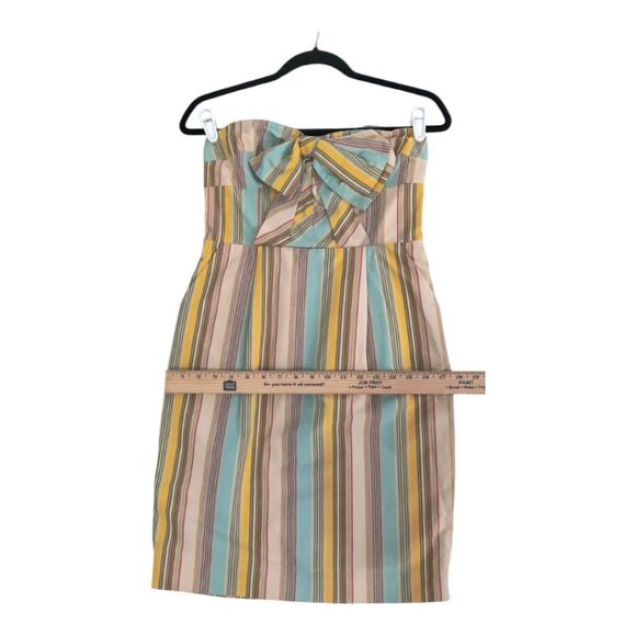 Moulinette Soeurs Anthropologie Strapless Dress with Pastel Stripes Sz 4 - Picture 4 of 11